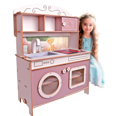 Кухня детская Аделина ЛМДФ бело пудровая Pema kids 1